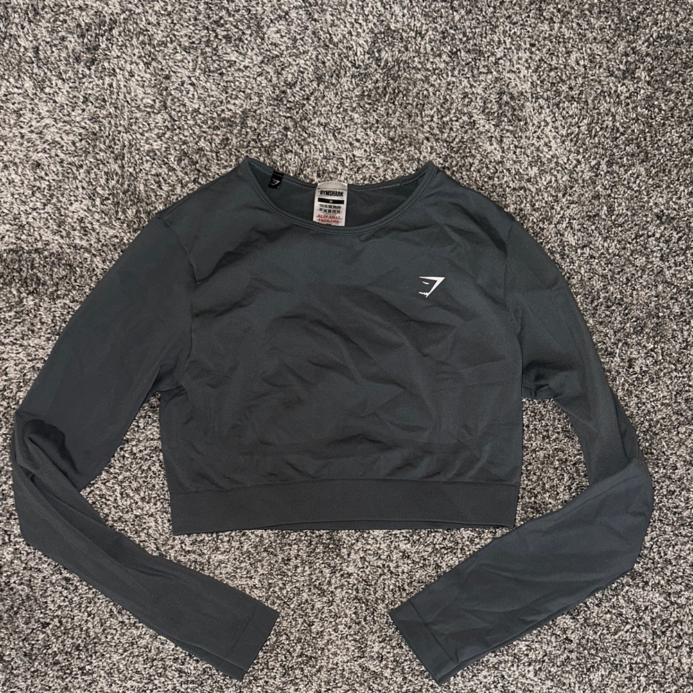 Gymshark Women's Charcoal Long Sleeve Crop Top
